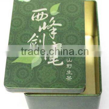 Green packaging metal Tea tin box Double cover caddy