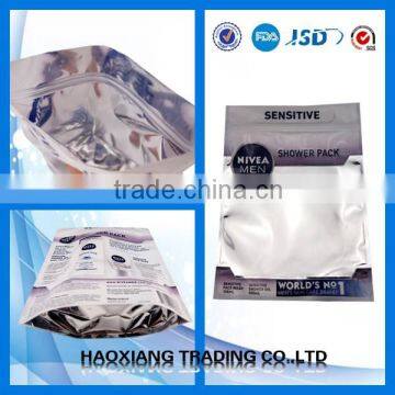 Aluminum foil stand up pouch with zipper transparent window foil back