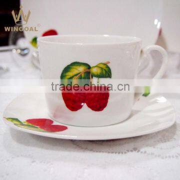 pattern ceramic coffee cup with saucer