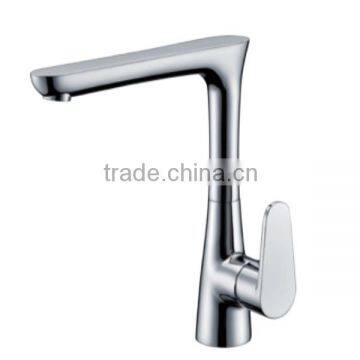 Single handle chrome plated brass easy installation kitchen faucet