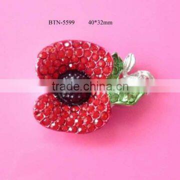 Hot selling factory price flower rhinestone button in stock (btn-5599)