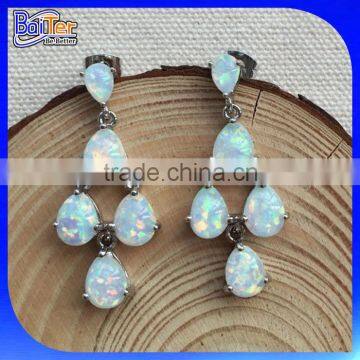 Opal Jewelry Factory !!! Wholesale Lab Created White Opal 925 Sterling Silver Teardrop Opal Earring