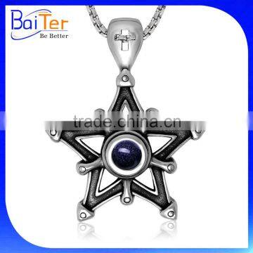 Rock Style Men Jewelry Titanium Stainless Steel Retro Vintage Star Of David Pendant photo-4
