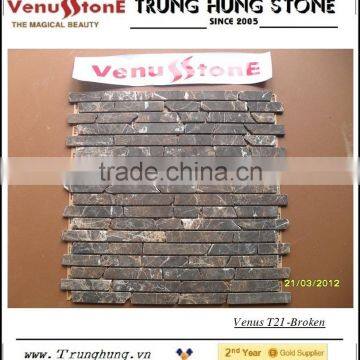 Dark Emperador Broken Edge Marble Mosaic Tiles photo-2
