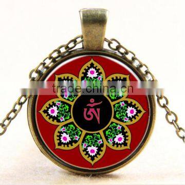 Om necklac,Tibetan necklace DIY glass dome jewelry Photo glass dome jewelry