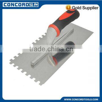 GZ concord tools 280*110*0.7mm Stainelss Steel U Notched blade and dual-color Plastic Handle Plastering Trowel