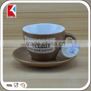 wholesale custom logo printing chocolate ceramic cups 12pcs tea ceramic cup and saucer