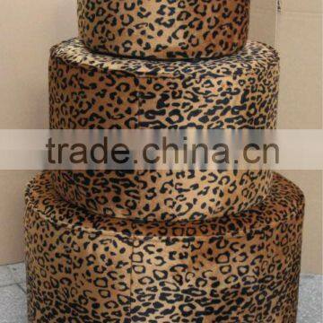 Leopard Fabric Ottoman,ottoman,round Ottoman,storage Otoman
