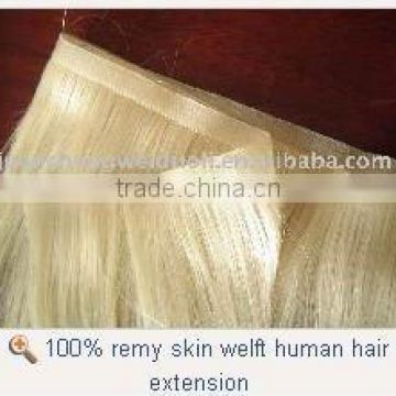 2013 fine quality pu tape skin weft seamless hair extensions #613 brazilian remy hair