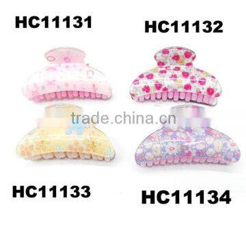 fancy hair accessories flower clear claw plastic hair clips wholesale