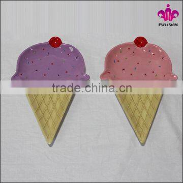 Ceramic Large Ice Cream Cone Cup Platter