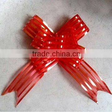 HOT SALE New Material Red Organza / Organdy / Mesh / Sheer Woven Fabric Ribbon Butterfly Pull Bow