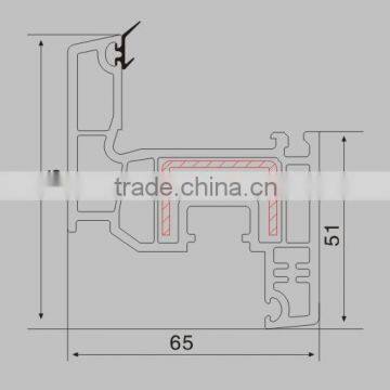 65mm Series UPVC window sash channel profiles 4 chambers pvc profile manufacturers
