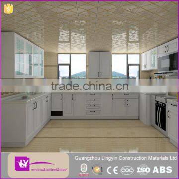 2016 new model elegant pure milk white lacquer kitchen wall cabinet with glass doors design