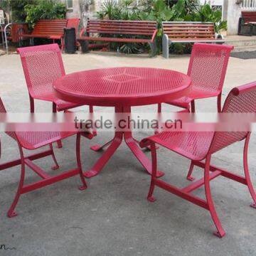 Outdoor surface mounted metal garden picnic table sets