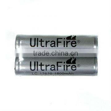 UltraFire 17670 battery 1800mAh lithium battery from China