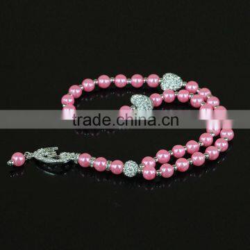 Latest Design 8mm Red Beads Necklace With Rhinestone and 4mm Small Bead Tassel Girl Necklace photo-3