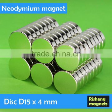 Disc Shape and Neodymium Magnets D15x4mm