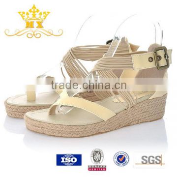 2015 fashion ribbed elastic band espadrilles wedge sandals woman shoes