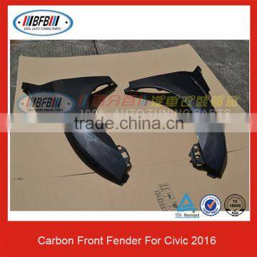 For Civic 2016 Carbon Fiber Front Fenders OEM Style Side Vents Replacement Side Fenders