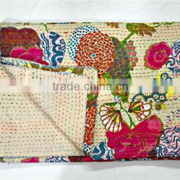 Handmade Kantha Quilt Floral tropicana Kantha Quilt Floral Kantha Blanket Kantha Bedspread Kantha Throw Kantha Bedding