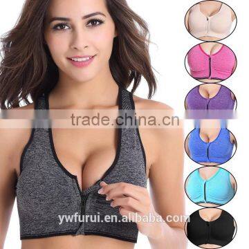 Women Sport Bra Gym Running Fitness Tops Tank Workout Zipper Stretch