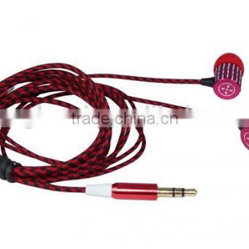 metal earbuds red braided cable earbuds