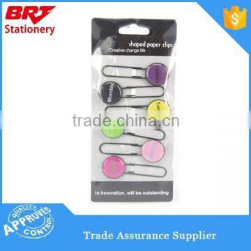 6pcs pack assorted color Eco-friendly paper clip