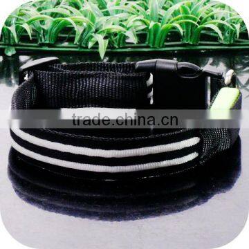 Wholesale Nylon Dog Collar Double Line Fiber Optic Glowing in the Dark