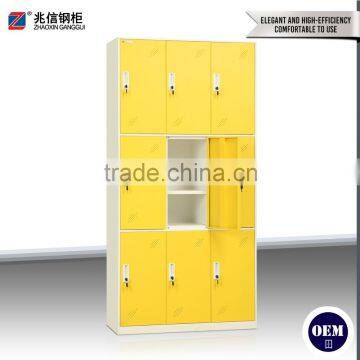 Popular Colorful Steel Locker 9 Door Yellow Key Lock Wardrobe Cabinet Steel Locker Furniture for Clothing Store photo-3