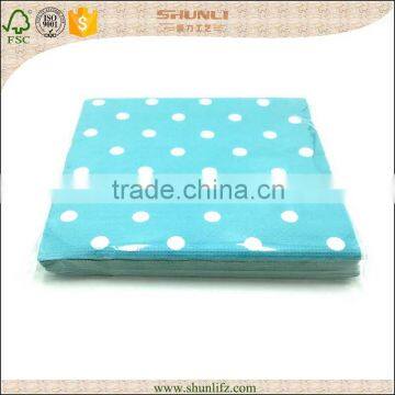 disposable blue square dot party paper napkin with OEM