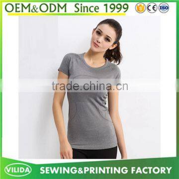Custom high quality women's gym fittness sport t shirt ladies blank sport t shirt