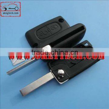 OkeyTech Citroen 407 2 buttons flip key case with groove blade for citroen remote key cover citroen