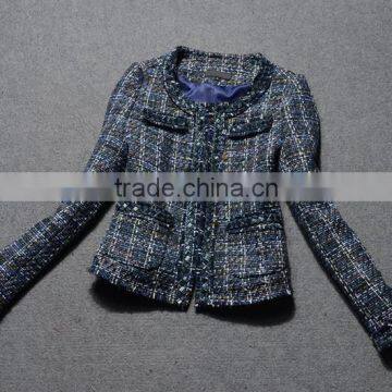 Custom Design Winter Jacket Wholesale Long Sleeve Boucle Ladies Jacket Coat