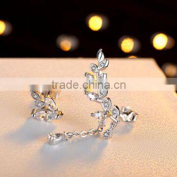 Korean Style 925 Silver Leaf Cuff Earrings With 2 Different Parts photo-2