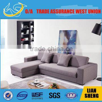 PVC modest luxury 3seats fabric Corner sofa with with chaise lounge