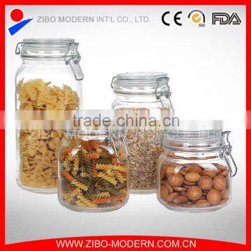 High Quality Clear Glass Candy Jar Set 4 Glass Cookie Jars Wholesale With Lid