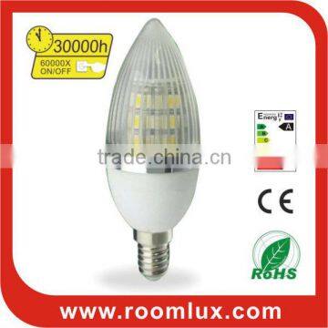 shockproof E14 LED candle bulb light 4.2W Dia37X110mm