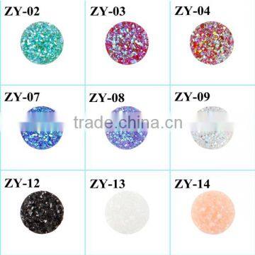 12mm Flat Back Resin 50pcs/lot Electroplated Druzy Cabochons Wholesale photo-2