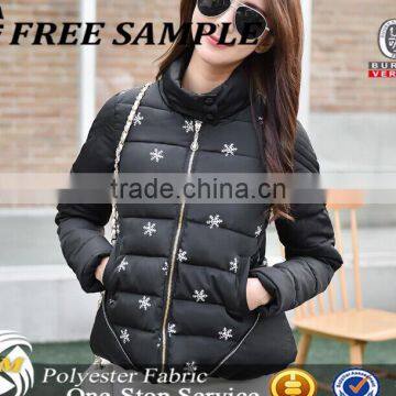 50D Satin Imitation Memory Fabric Embroidered Fabric for Quilted Down Coat photo-6