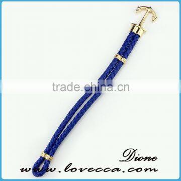 Fashion Jewelry Fashion Bracelet Mens Navy Braided Leather Anchor Bracelet