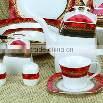 Bone China Dinnerware Set in Luxury and Royal Style of Square Shape photo-6
