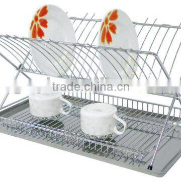 kitchen foldable dish rack with 430 stainless steel tray