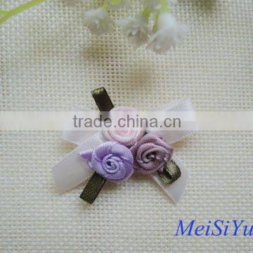 Satin ribbon bow with ribbon rose for decoration