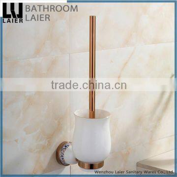 Multi-Functional Printing Lines Zinc Alloy Rose Gold Finishing Bathroom Accessories Wall Mounted Toilet Brush Holder