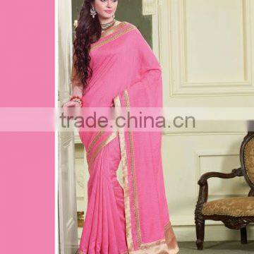 Pink Bhagalpuri Silk Saree