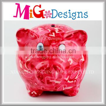 Hot Sale Animal Shape Red Decorative Ceramic Piggy Bank