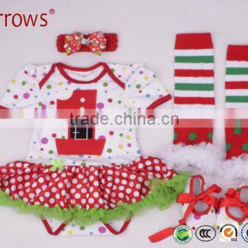 wholesale 2016 Boutique Christmas Santa Baby Clothes Little Girl Cloth Infant Skirt Outfit Holiday Newborn Romper Sets