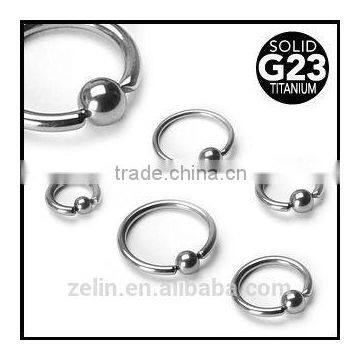 Solid G23 Titanium captive ball BCR body piercing rings