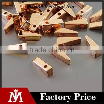 shiny / bright rose gold plated long triangle beads statement charm jewelry